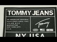 Raised White Logo Taffeta OEKO Custom Neck Labels