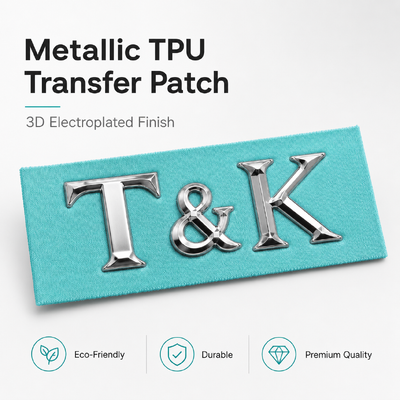 Nhãn chuyển nhiệt TPU tùy chỉnh 3D Ghi đốm chuyển nhiệt Nhãn kim loại chống thấm Thích hợp cho quần áo túi giày bền dễ áp dụng